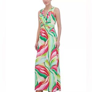 NWT Jessica Howard Sleeveless V-Neck Knot Front Maxi Dress Size XL